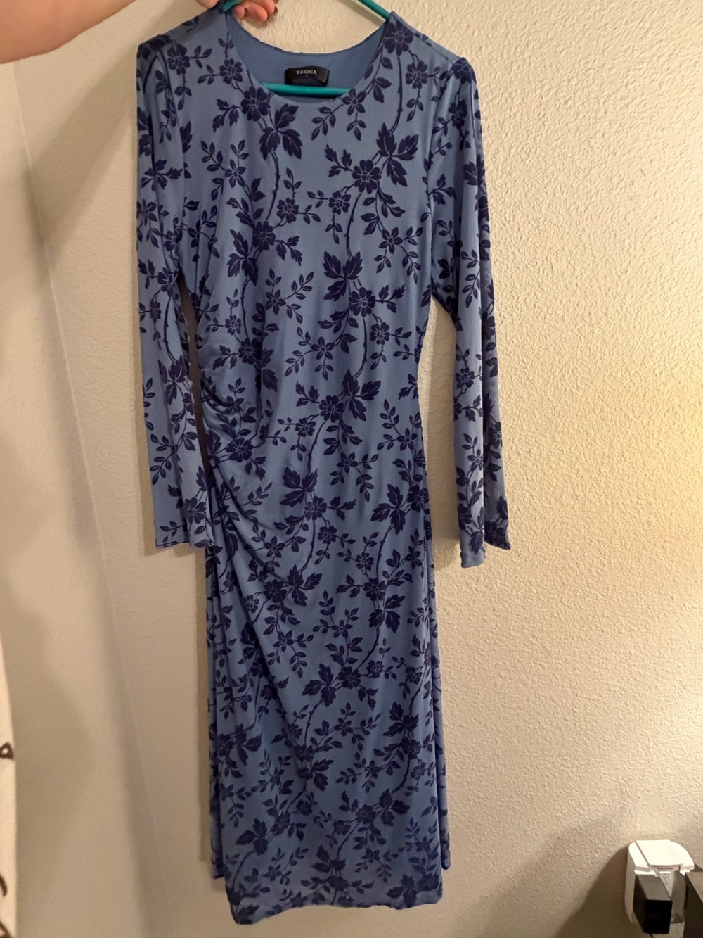 Zesica Long Sleeve Blue Floral Maxi Dress - Picture 1 of 3